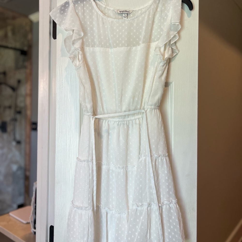 Speechless White Ruffle Sleeve Dress